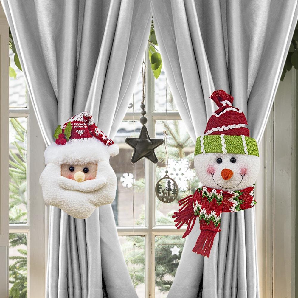 Santa Claus Snowman Christmas Curtain Buckle Set of 2 Curtain Tie Decoration  Holiday Decor
