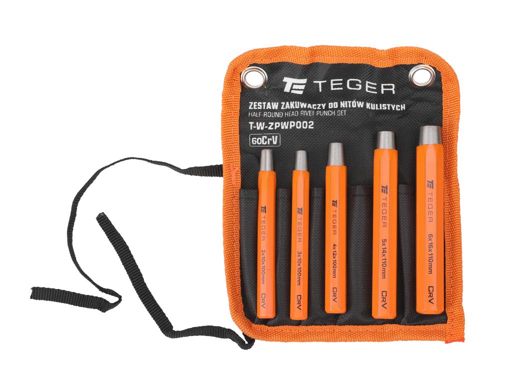 Set of crimping tools for ball rivets (5 pcs), TEGER