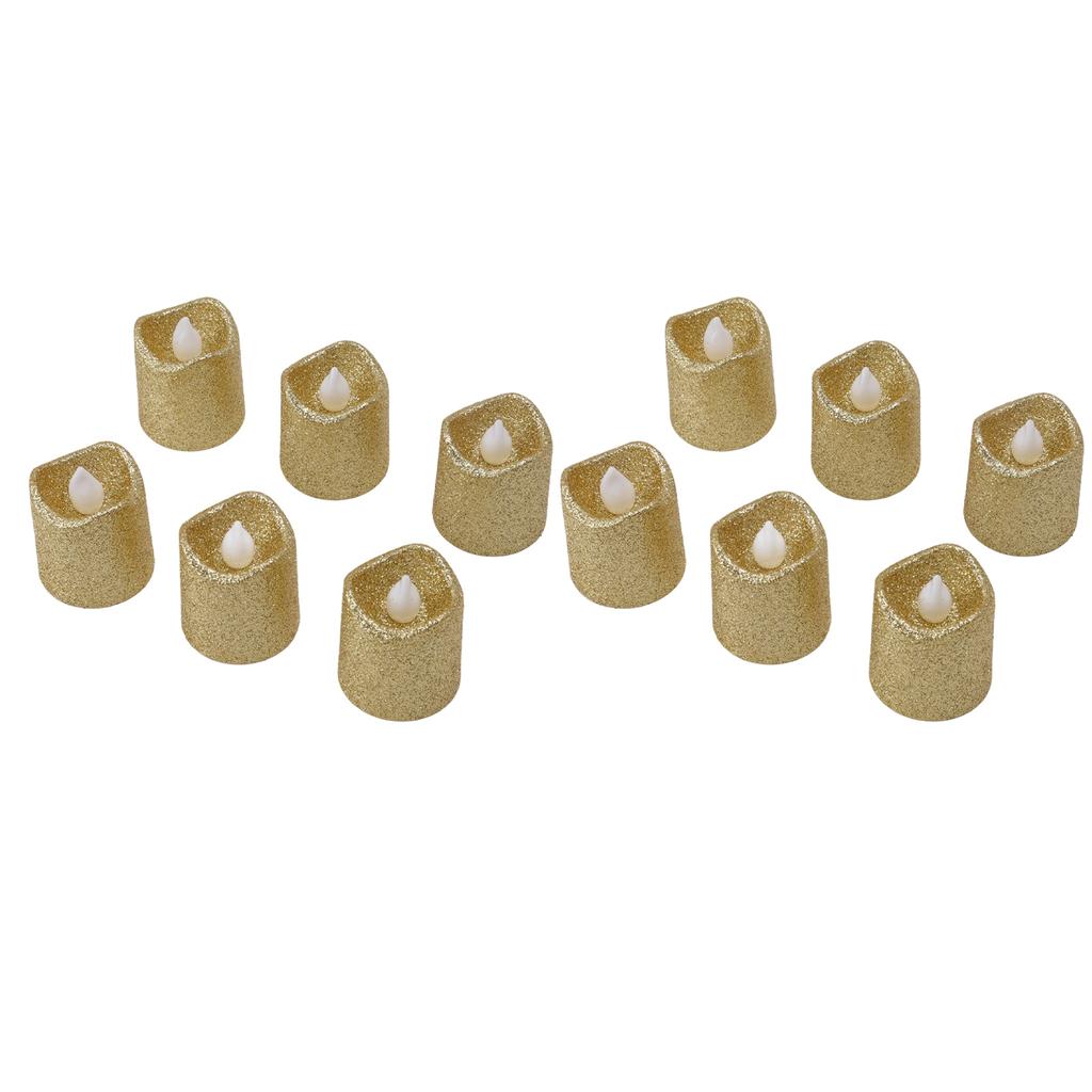 12PCS LED Tealight Golden Warm Light Flameless Light Candle for Christmas Birthday Party