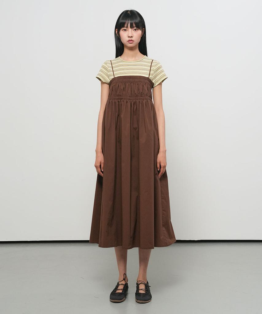 General Idea Shirred Banding Sleeveless Dress [Brown] / Gf2Lop516