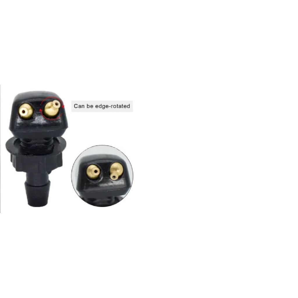 2pcs Universal Car Front Left Right Dual Holes Windshield Wiper Washer Water Spray Nozzle Jet Adjustable Black