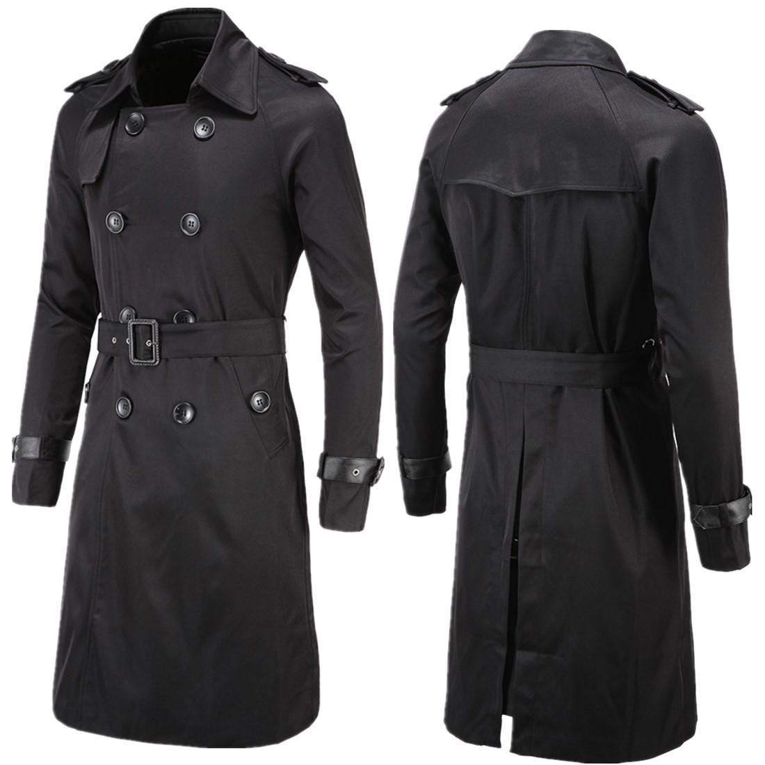 Aowofs Men`s Double-Breasted Slim Trench Coat