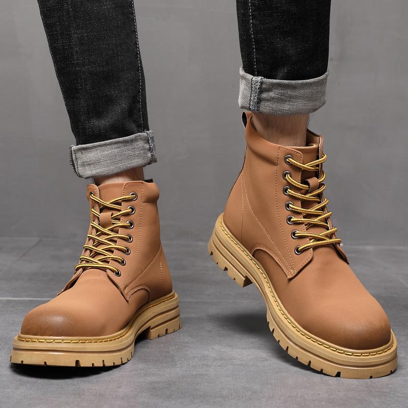 Modische Lässige Herren High-Top Lederschuhe Modischer minimalistischer Designer-Stil Täglich Büro Outdoor-Party Motorrad Erwachsenenschuhe