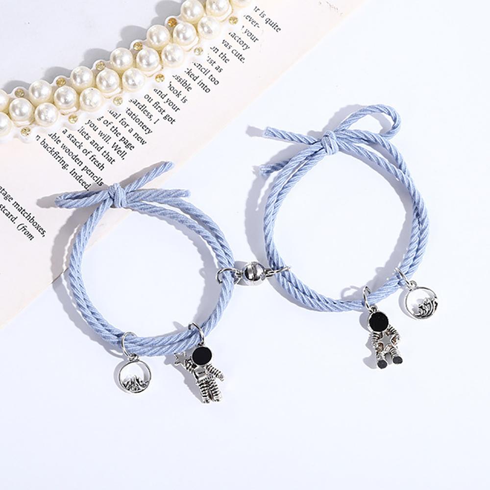 Men Astronaut Lover Zinc Zinc Alloy Couple Bracelet Magnet Wristband Valentine's Day Gift Eachother Hand Rope