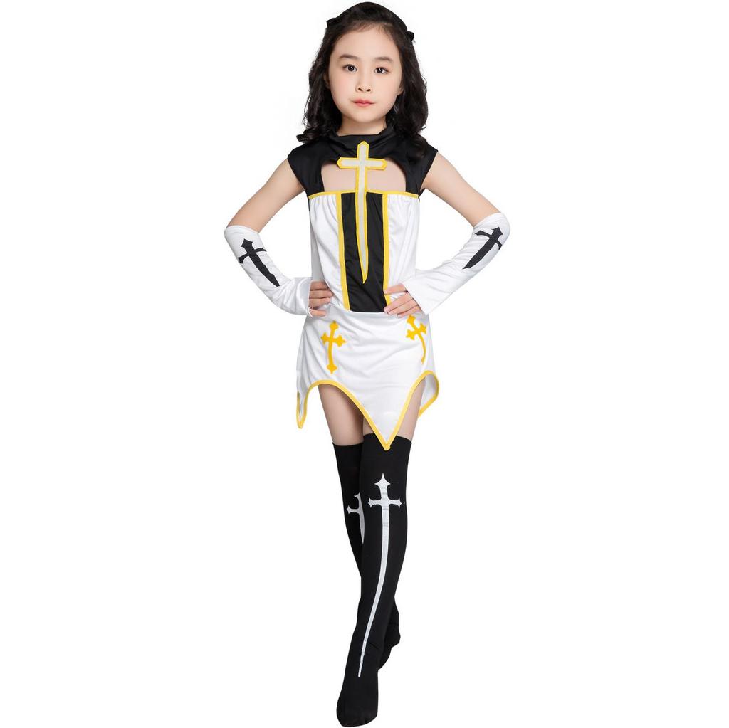Halloweenské kostýmy, podkód 61 Cosplay jeptišky ke Dni dětí, dívčí kostýmy