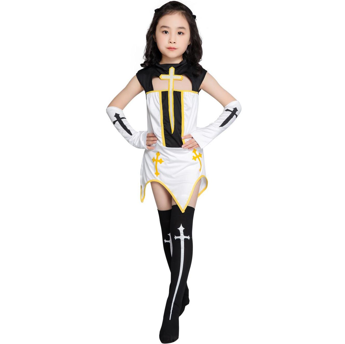 

Хэллоуинские костюмы, подкод 61 Косплей костюмы монахини на День защиты детей Костюмы для девочек M-(115-125cm)