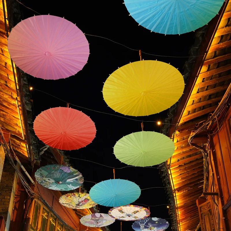 1Pc Parasol Folding Paper Umbrella DIY Home Decoration Chinese Art Dance Party Props Bamboo
