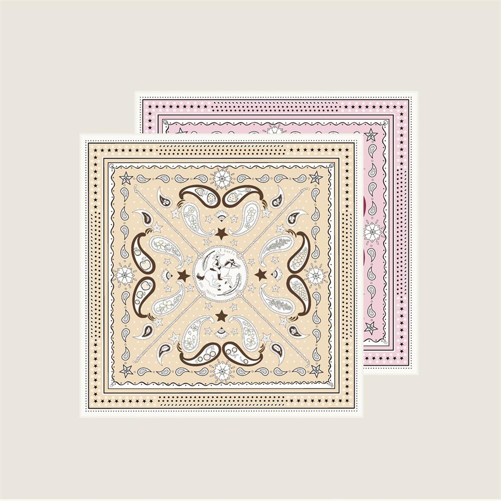 New Hand Rolled Twill Silk Scarf Women Fashion Double Side Printed Square Scarves Wraps Echarpes Foulards Femme Hijab 53CM