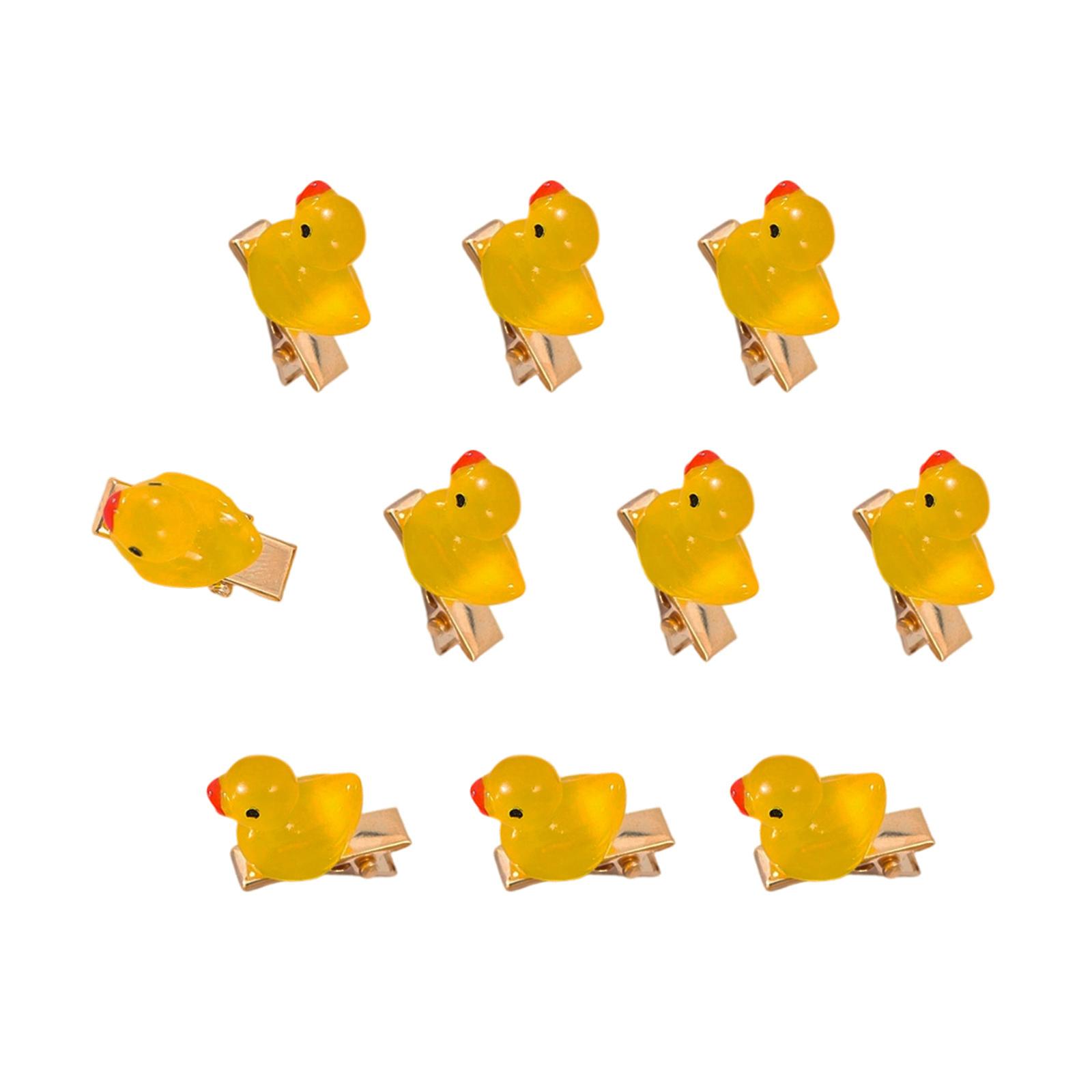 

Набор из 10 заколок для волос в виде желтых уточек, милые аксессуары для волос в виде утят, мультяшные заколки для детей, девочек, для школы, семьи, вечеринки B