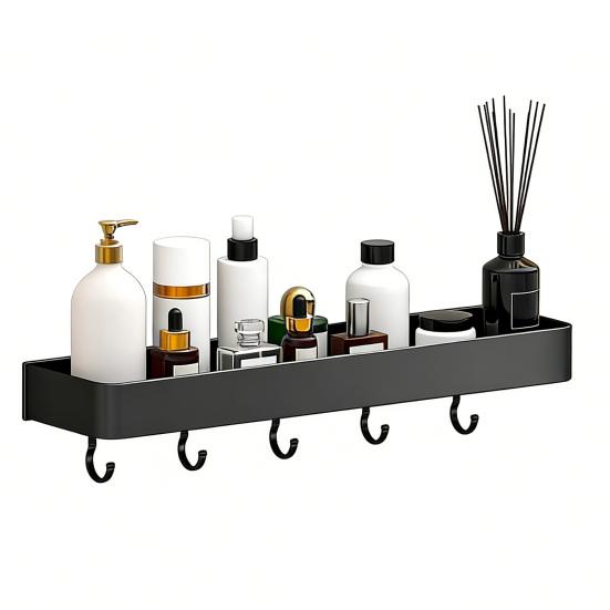 Wall-Mounted Bathroom Shelf Rustproof Aluminum Shower Caddy with Drain Holes Heavy Duty Storage Shelf for Kitchen Laundry Room