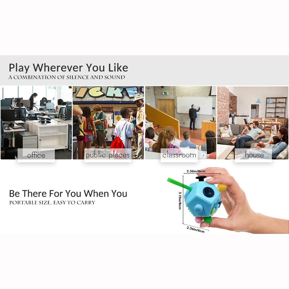 12-seitiger Zappelwürfel, zwölfeckiges Zappelspielzeug für Kinder und Erwachsene, Stress- und Angstlinderung, Depression, Anti mit ADHS, ADD, Zwangsstörung, Autismus