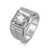European 2-Carat Moissanite Men's Ring in 925 Silver with White Gold Finish