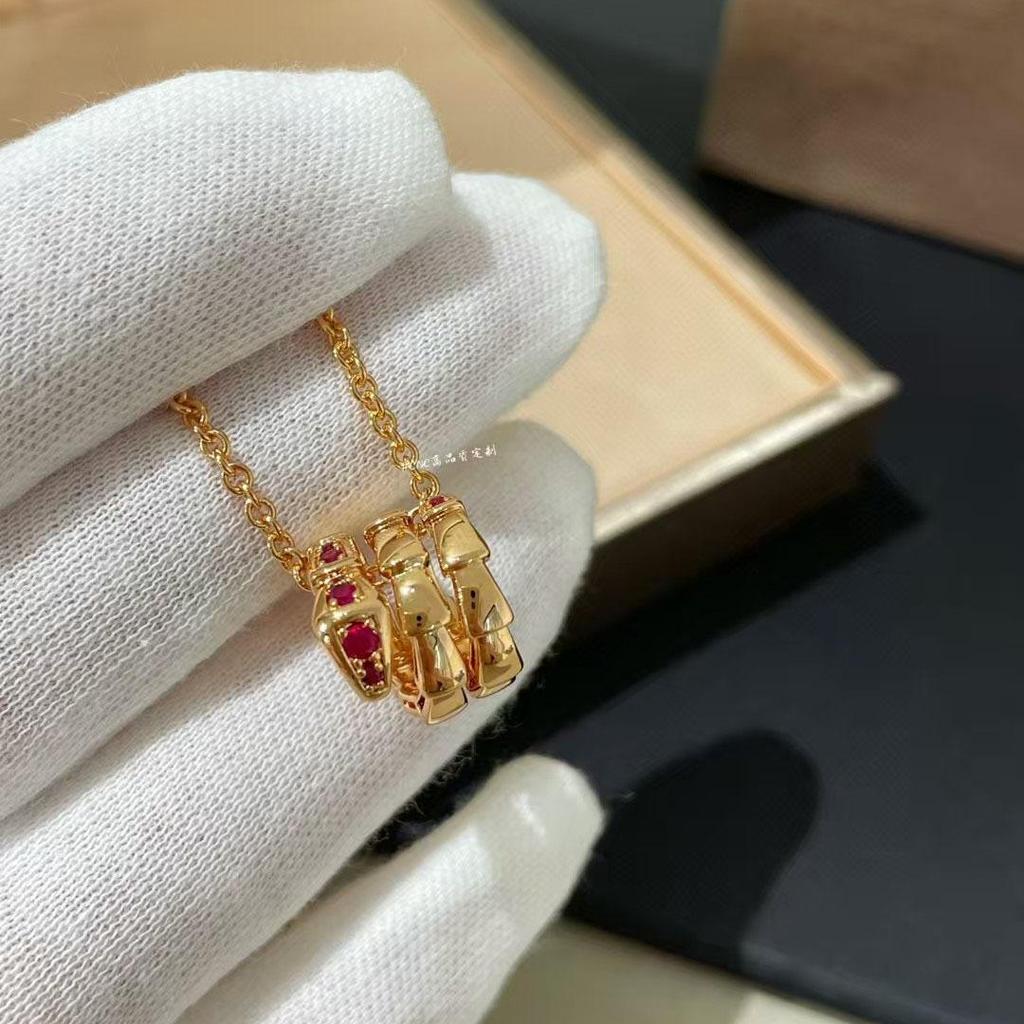 18K Rose Gold Plated Sterling Silver Triple Circle Snake Necklace with Diamond Accents – Women's Luxury Clavicle Jewelry
