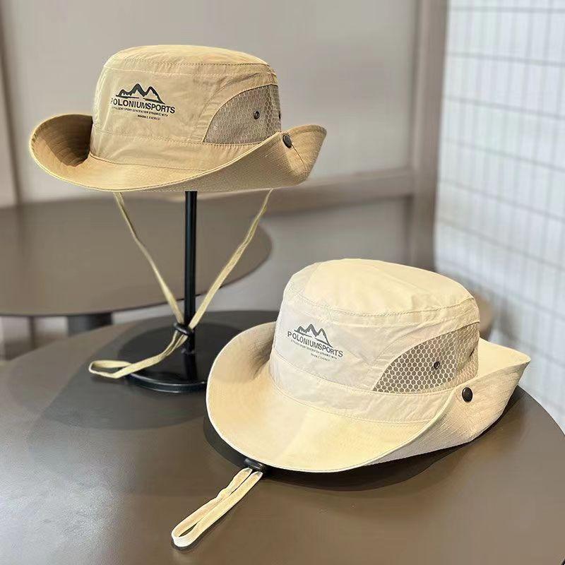 Mountain Camping Drawstring Fisherman Hat Sunshade Hiking Sun Protection Outdoor Mountaineering Fishing Hat Western Cowboy Hat