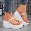 Fashion 2025 Fashion Ladies Shoes Open Toe Women's Slippers Summer Outdoor Casual New Metal Decoration Plus Size Solid Platform Slippers