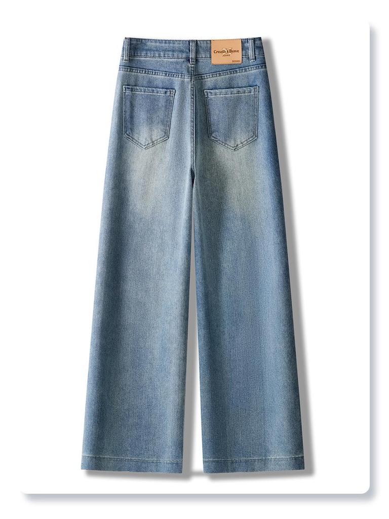 Women's Blue High-Waisted Straight-Leg Jeans - 2025 New Summer Loose & Slimming Design