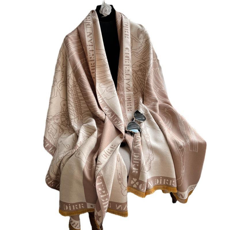 Scarf stall imitation cashmere jacquard shawl versatile temperament double-sided thickened letter edge scarf