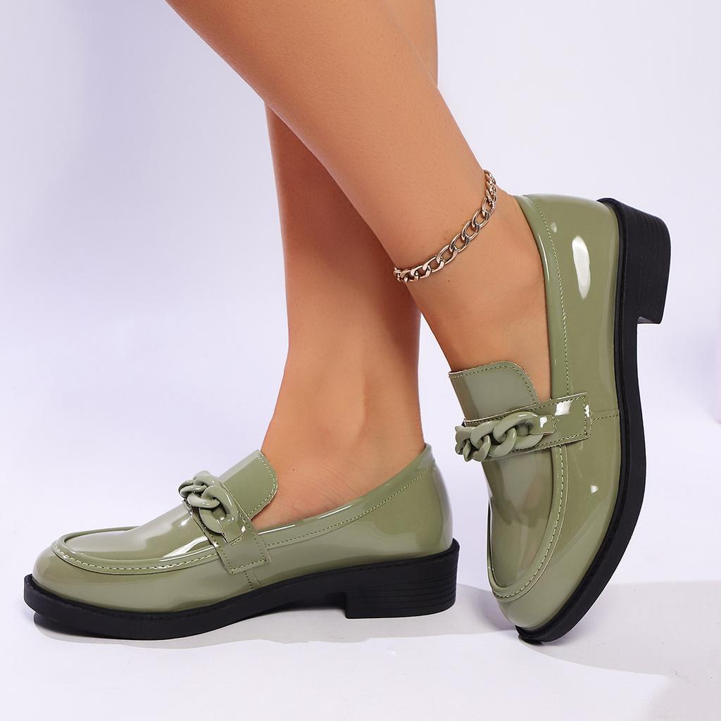 Thick-soled British-style Leather Shoes for Women, Spring and Autumn Slip-on Mary Jane Loafers, Pink