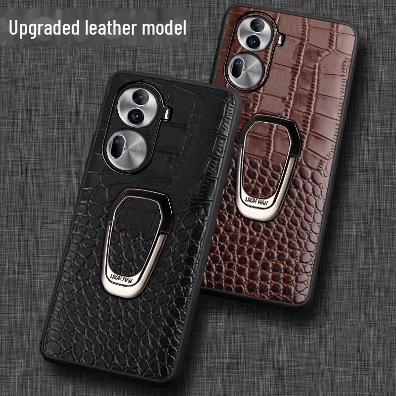Genuine Leather Crocodile Pattern Case with Bracket for OPPO Reno 11/11 Pro