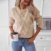 Fall Long Sleeve Crew Neck Sweaters for Women Solid Color Cable Knit Chunky Casual Oversized Pullover Sweater Tops Women's Woven Crewneck Pullover