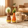 Pet Stimulation Toy for Indoor Play Wooden Wobble Cat Toy, Self-Righting Tumbler with Feather Cats, Interactive Plush Hunting Cats Punching Bag Stable
