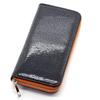 [Revetta] Stingray Leather Long Wallet with Round Zipper, Stingray and Galuchat Pattern, Orange Genuine Leather with Orange Leather Interior [195stw]