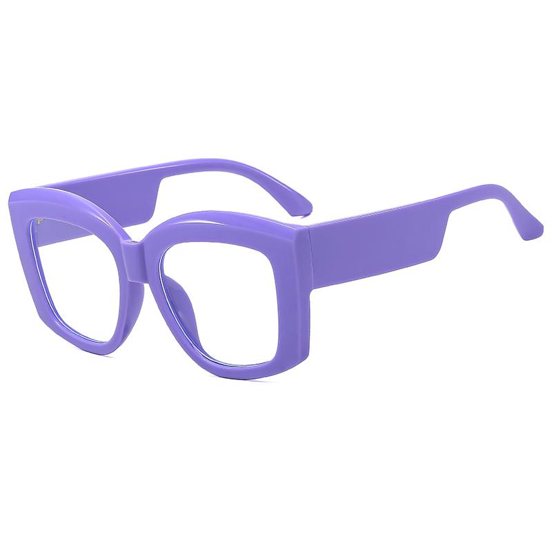 Fashion Versatile Concave Shape Trendy Flat Glass Anti Blue Light Square Wide Leg Eyeglasses Frame Retro Casual Female