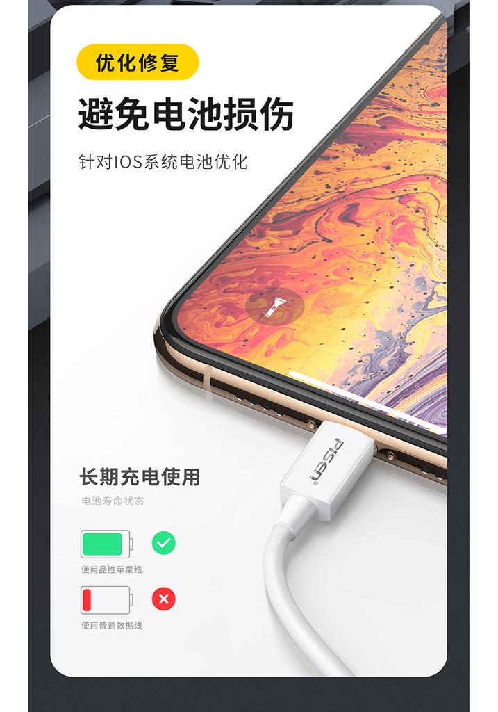 PISEN Fast Charging Data Cable for iPhone 14, 16, 12 Pro Max