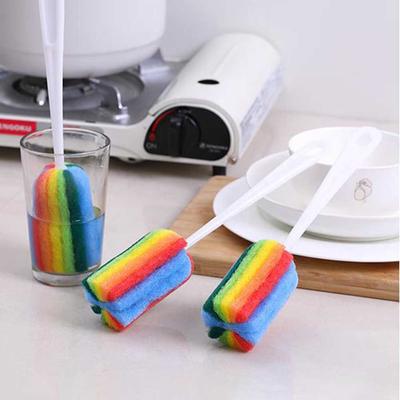 Rainbow Color Cup Brush Kitchen Cleaning Sponge Brush For Wineglass Bottle Coffe Tea Glass Cleaner Family Washing Brushes Tools