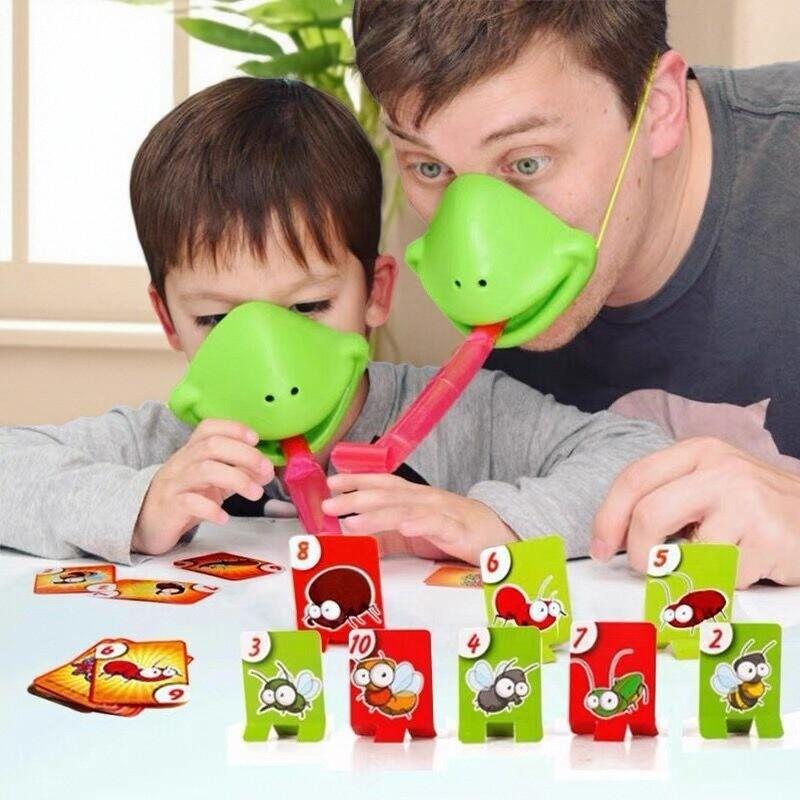 Frog Lizard Mask Tongue Wagging Game Lick Cards Stress Relief Funny Desktop Puzzle Toy Kids Family Party Interactive Gift