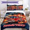 3PC Custom Name Fire Truck Courage Bedding Set Duvet Cover Closure Includes 1 Duvet Cover & 2 Pillowcases for Bedroom
