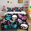 "Skull Butterfly Floral Decor Set" Bedding Set with 1 Duvet Cover 2 Pillowcases Single Double King Queen, Gift
