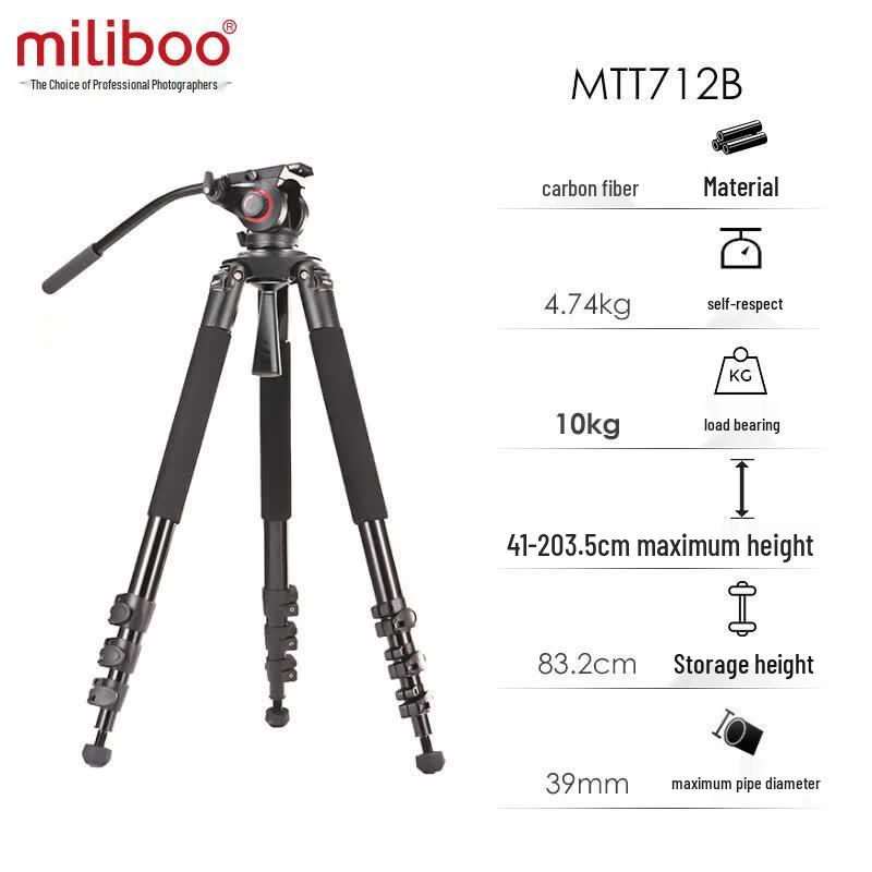 miliboo Portable Carbon Fiber Tripod with Hydraulic Head