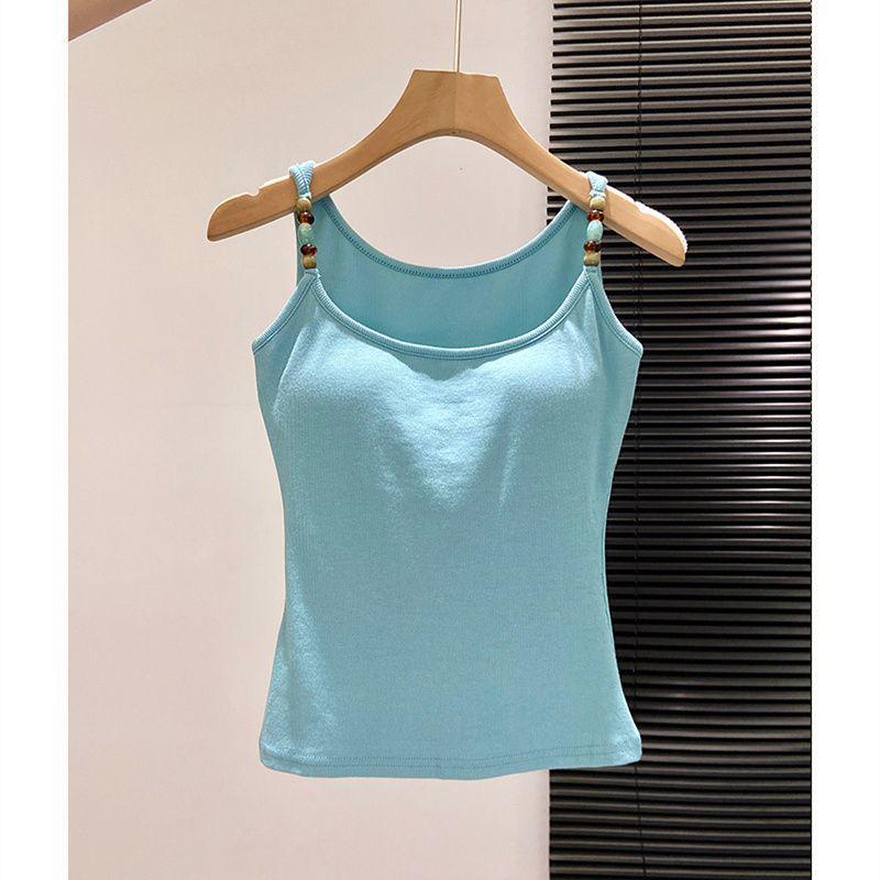 

French Chic Women s Slim Fit Camisole with Built-in Bra, Flattering Sleeveless Top One Size (suitable for 80-120 jin)