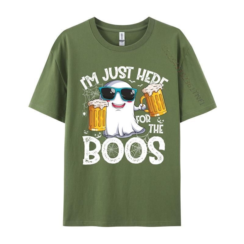 I Im Just Here For The Boos Funny Halloween Ghost Personalized Autumn Pure Cotton Tops & Tees Crazy T Shirts