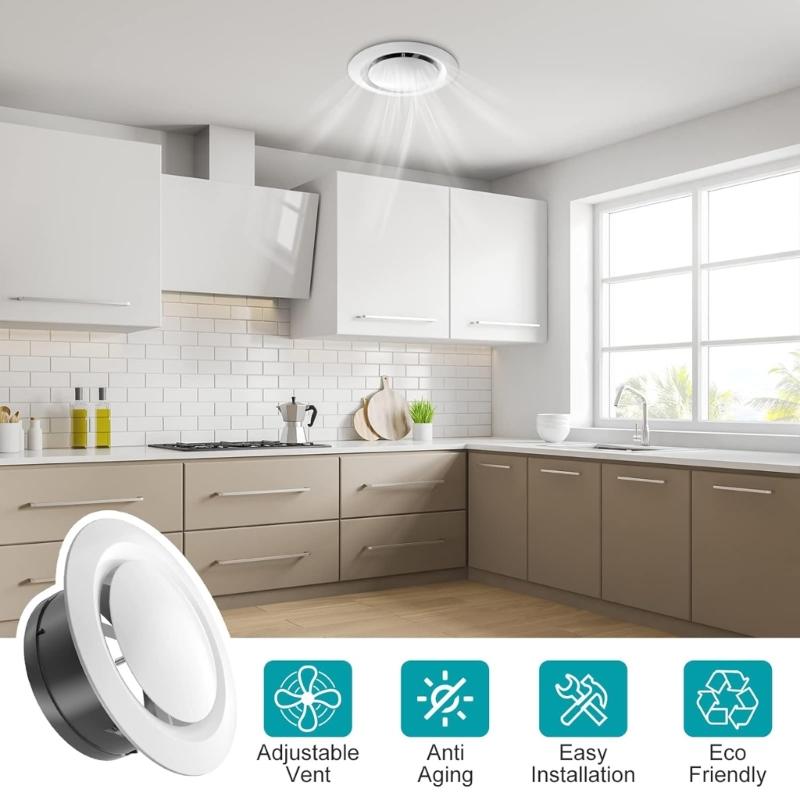 Round Air Vent Cover Outlet Exhaust Vent Ducting Ventilation Grilles Air Vent Extract Valves for Home Kitchen Bathroom