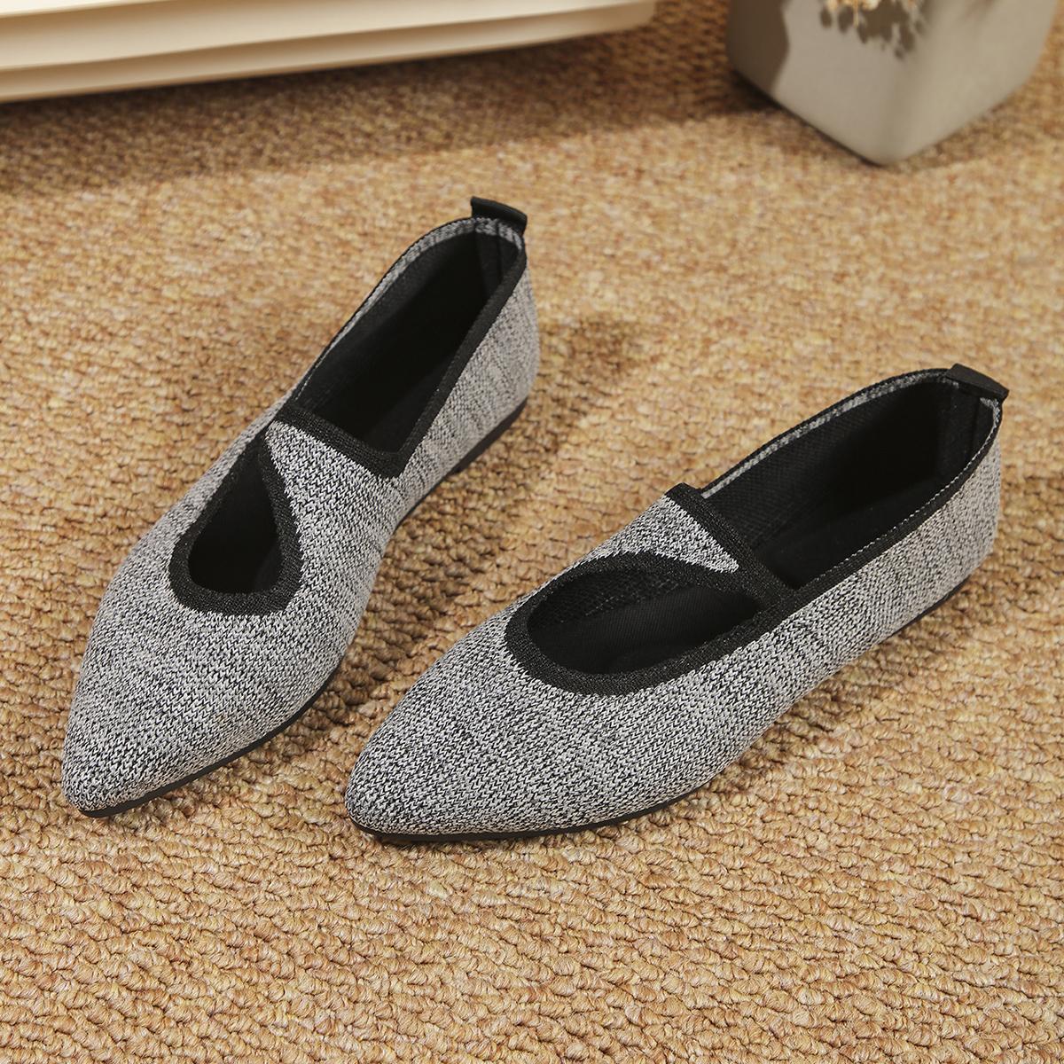 

Женские туфли на плоской подошве с острым носком, однотонные вязаные туфли без шнуровки, повседневные дышащие балетки, женские туфли на плоской подошве, женские лоферы 37 серебряный