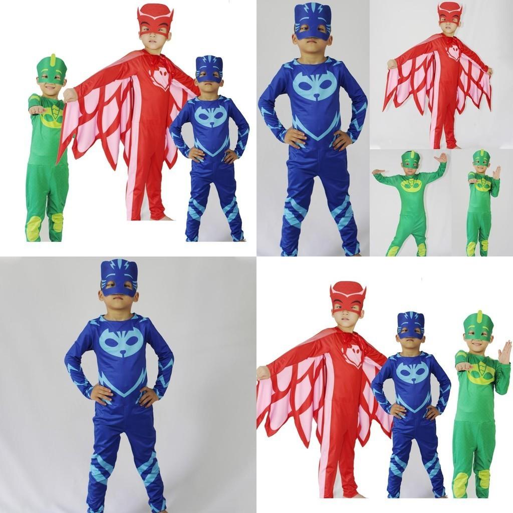 Noblekids Pj Mask Costume Featuring Colorful Catboy Owlette Gekko Jumpsuit For Kids