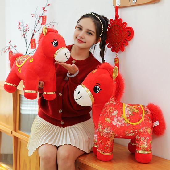 2026 Horse Doll New Year Decorations Soft Cloth New Year Blessings Horse Ornament Symbol of Wealth Happiness Car Horse Ornament