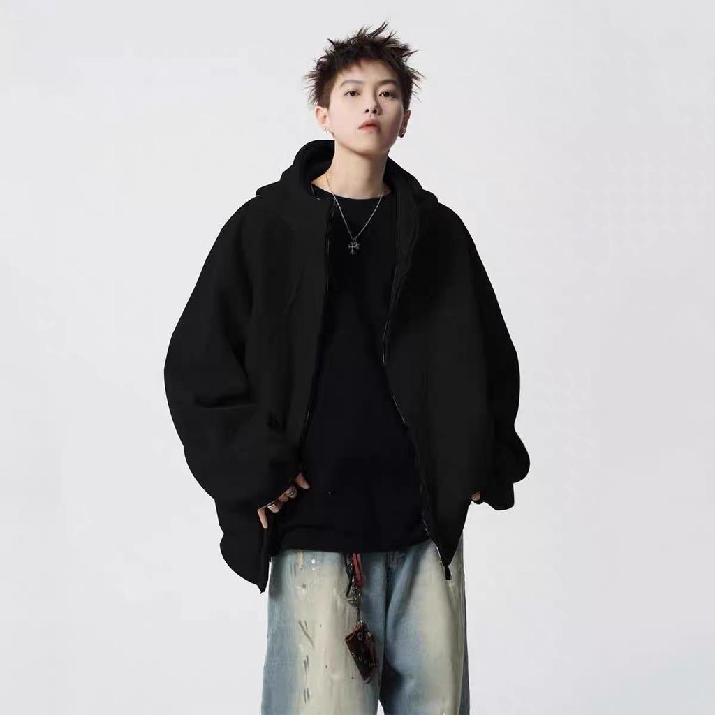 Unisex Heavyweight Patchwork Hooded Sweatshirt - Trendy Spring/Autumn Velvet Jacket