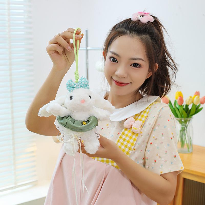 Popular Flower Dress Princess Rabbit Pendant Cute Long-eared Rabbit Keychain Girls Bag Boutique Pendant Doll