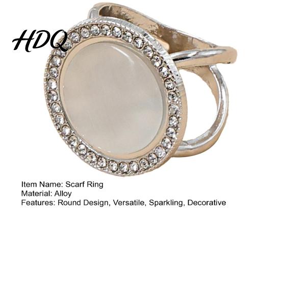 Scarf Ring Round Ring Sparkling Rhinestone Slide Decorative Non-slip Holder for Women Neckerchiefs Silk Scarves Shawls Shirts Elegant Accessory