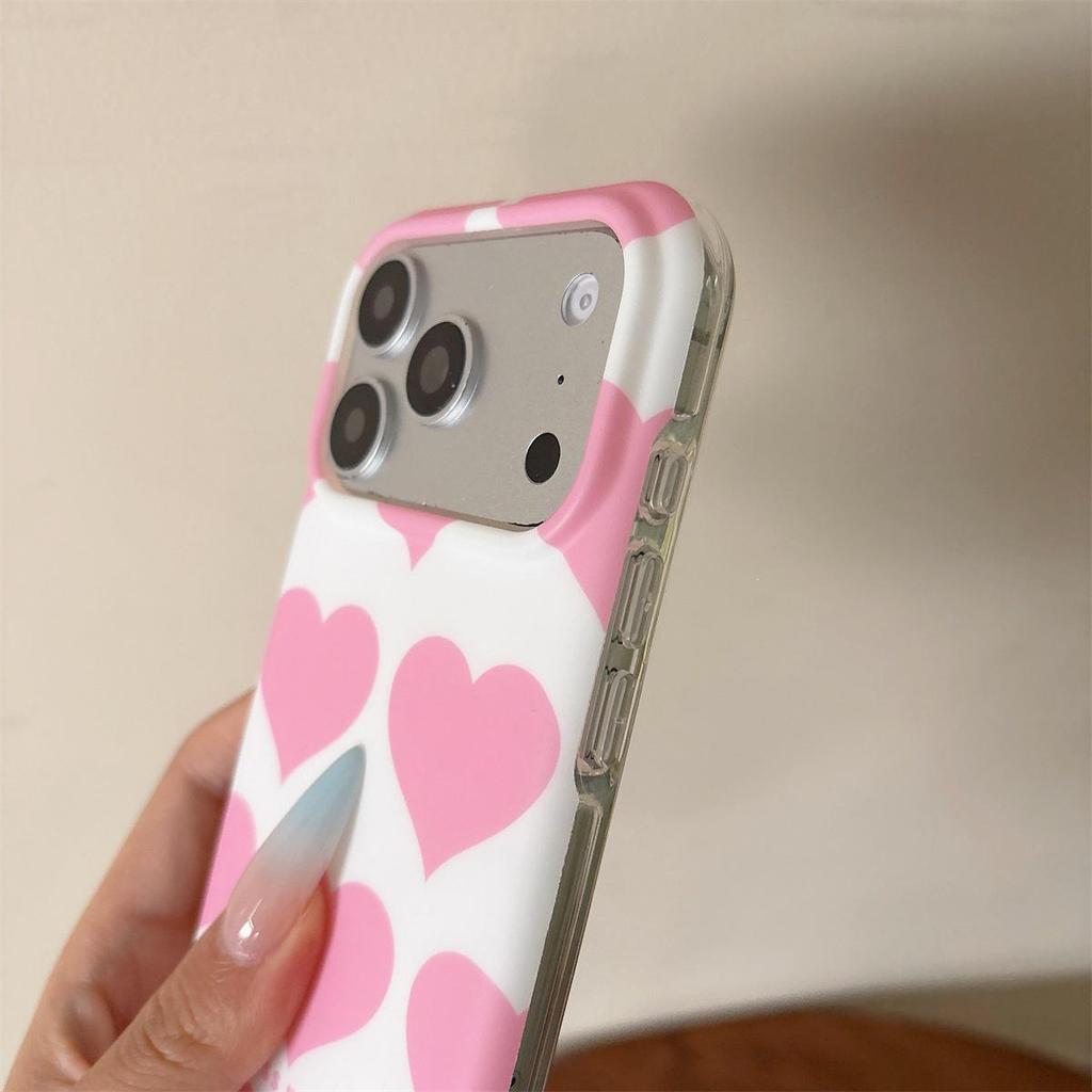 Simple Heart Drop-Proof Full Coverage Phone Case for iPhone 15/16/17 Pro Max