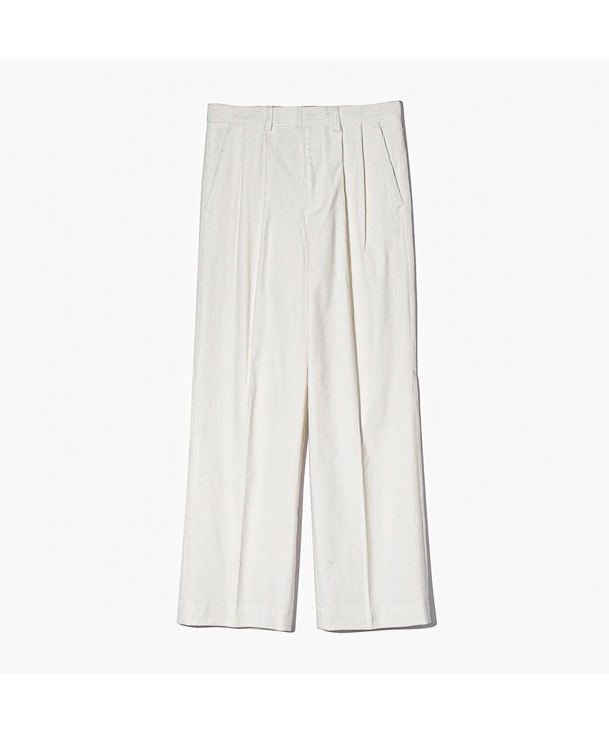 TRIP LE SENS Fw Comfort Corduroy Double-Pleat Slacks_White