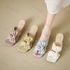 Fashion Elegant Bow Design Casual Coarse Heel Sandals for Women 2025 New Summer Open Toes Breathable Comfortable Fashion Beach Slippers
