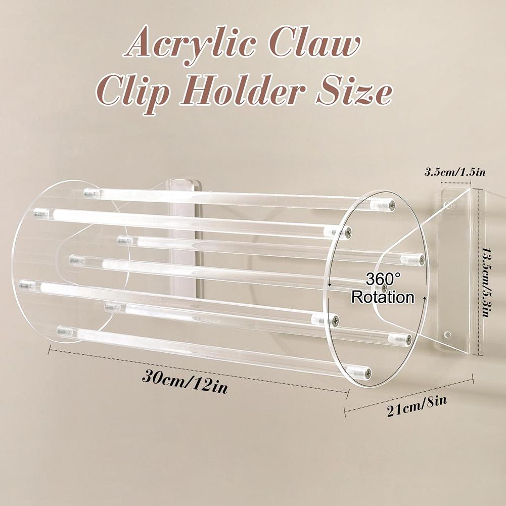 

360-Degree Rotating Holder Acrylic Hair Clip Organizer Bedroom Organization Minimalist Style Space-Saving Storage