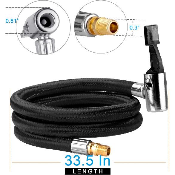 31" Upgraded Lengthened Tire Inflator Hose Adapter &Converting Nuts, Lock On Air Chuck With Hose And Tire Schrader Valve Fine Thread, For Tire Pump'S