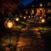 Outdoor Night Lighting for Trails Halloween Pumpkin Solar Yard Light, Garden Stake Light with Warm Glow Glass Decorative Pathway Ball, Powered