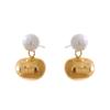Yhpup Popular Simulated Pearls Stainless Steel Bean Geometric Drop Earrings Prevent Allergy Elegant Daily Jewelry New