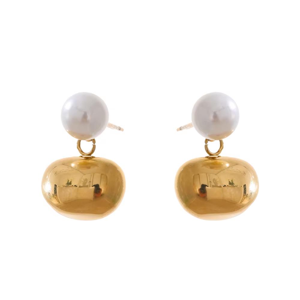 

Yhpup Popular Simulated Pearls Stainless Steel Bean Geometric Drop Earrings Prevent Allergy Elegant Daily Jewelry New